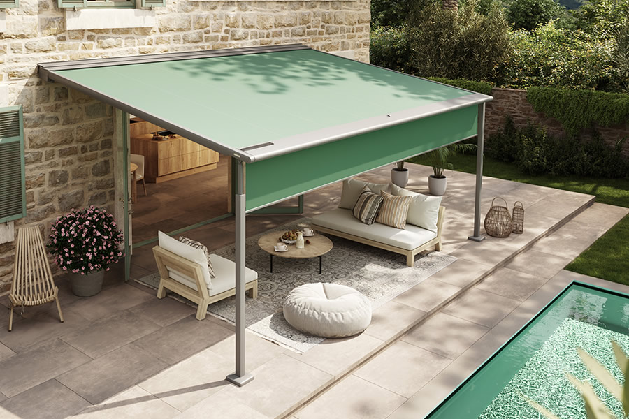 Pergola con telo teso